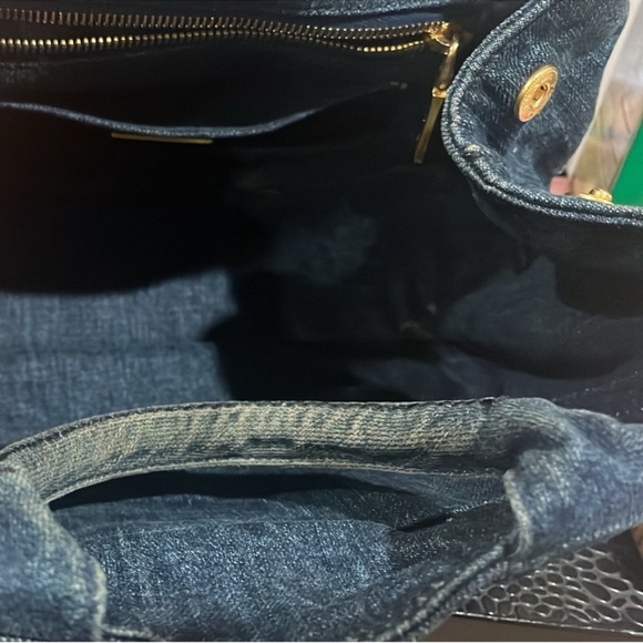 Low start-Prada Canapa Distressed Patch Denim Blue Handbag - Picture 9 of 14